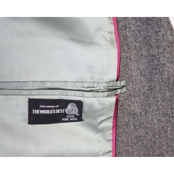 MEN'S GRAY 100% WOOL BLAZER JACKET - IMPERIAL BY HAGGAR - SIZE 46 - Picture 4 of 6